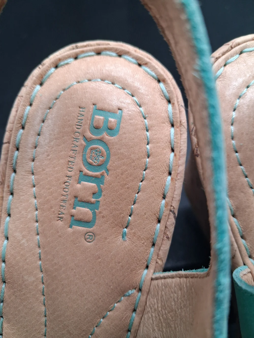 Born Teal Cross-Strap Women's Sandals. Leather And Canvas.  Beautiful Color
